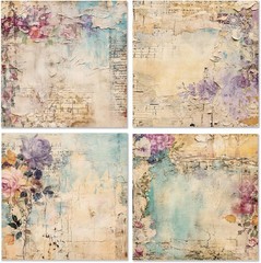 Vintage Floral Scrapbook Paper Pad – Flower Patterned Purple Brilliance