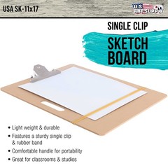 US Art Supply® 11″x17″ Artist Field Sketch Tote Board Drawing Heavy-Duty Clip