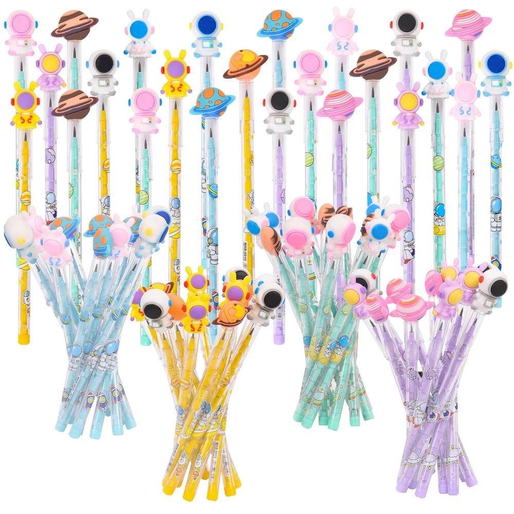 Ulema 48 Pieces Cute Stackable Pencils Space 1 Count (Pack of 48), Colorful