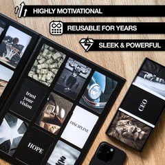 Vision Board Kit for Men – 168 Cards with Diverse Pictures & Quotes, Black Fo…