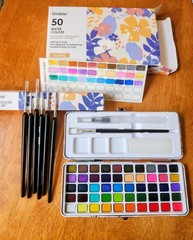 Watercolor Art Bundle:Grabie 50 Paint Set, Floral Workbook & Matthew Palmer Book