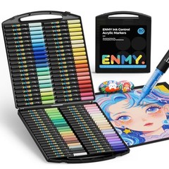 ENMY 80-Color Set of Direct-Fill Acrylic Markers, Water-Based, Brush Pens for Ar
