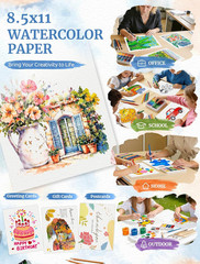Watercolor Paper Cold Press 8.5 x 11 Bulk 30 Sheets 110 LB 230 GSM for Acrylic