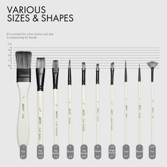 10 Pieces Paint Brush Set with Case for Acrylic Watercolor Oil Painting, USA New