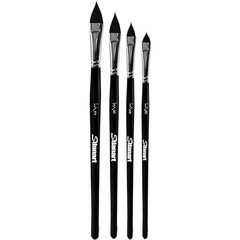 Sdanart Cat Tongue Watercolor Brushes,4 PCS Oval Wash Paint Brushes for Acrylic