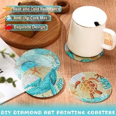 UPINS Ocean Diamond Art 3 inches x 3 x 2 inches, Blue Brown