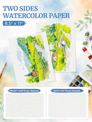 Watercolor Paper Cold Press 8.5 x 11 Bulk 30 Sheets 110 LB 230 GSM for Acrylic