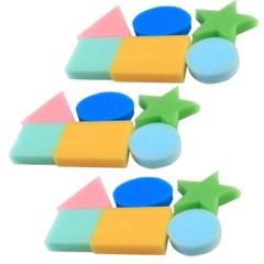 18 PCS Geometric Shape Painting Sponges Stamper DIY Art Craft Kids Drawing
