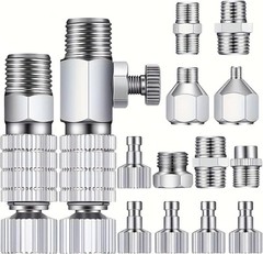 16pc Airbrush Adapter Set 1/8″ 1/4″ Quick Disconnect Hose Fitting Connector Kit