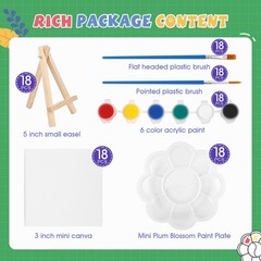 18 Set Mini Acrylic Paint Kit, Minis Stretched Canvas with Easel, Acrylic Pai…