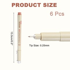 6Pcs 0.25mm Fineliner Ink Pens(Brown)