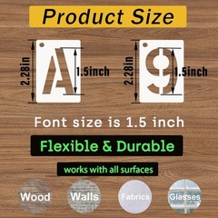 1.5 Inch Letter and Number Stencils, 68 Pcs Reusable Plastic Alphabet Spray P…