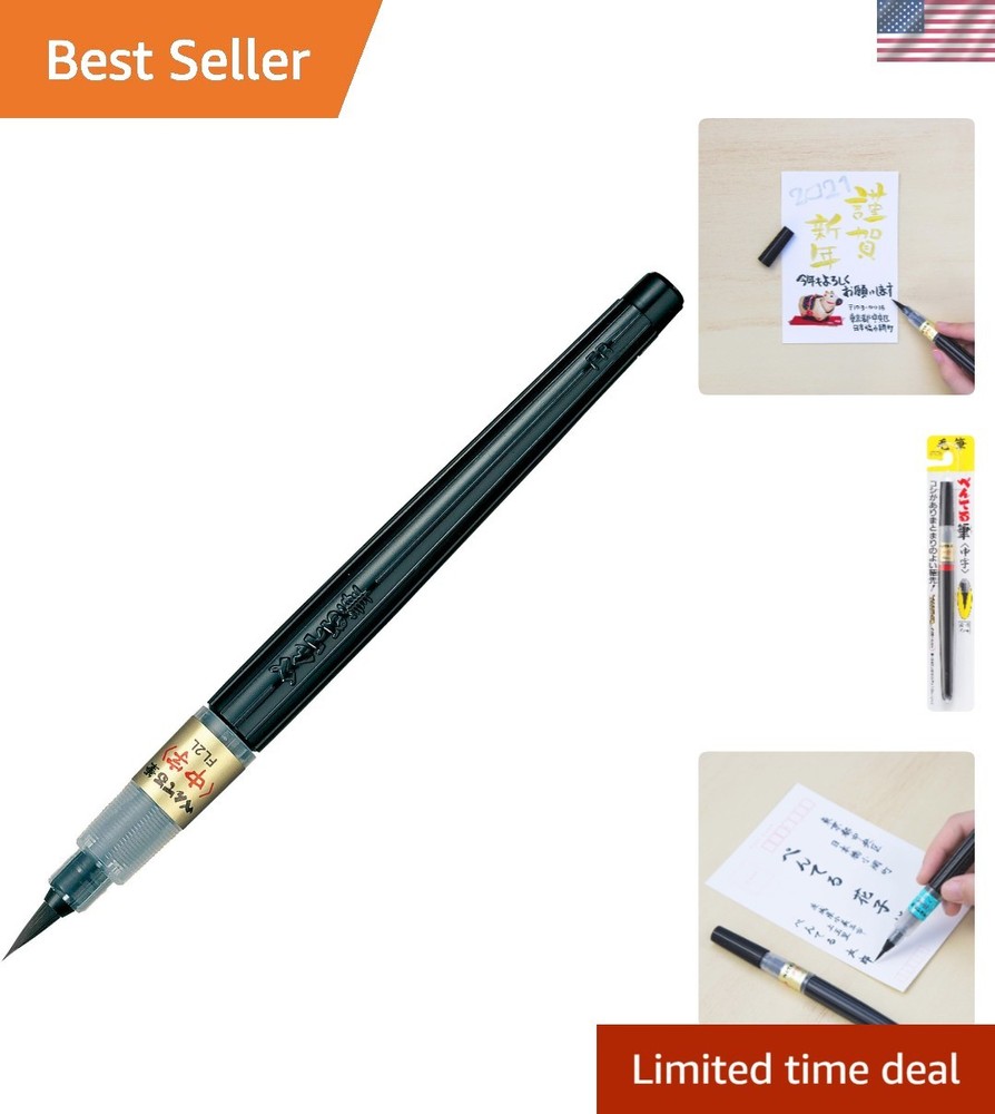 Versatile Fude Brush Pen in Medium – Perfect Black Ink for Drawing and Writing