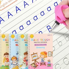4 Pc Magic Grooved Practice Copybook,Reusable Grooved Writing Books,Handwriting