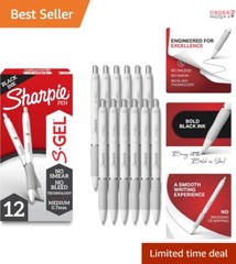 Gel Pens 0.7mm Medium Point Black Ink 12 Count Smooth Writing Office School Use