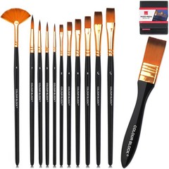 12 Pc Acrylic Paint Brushes Set Leather Case Mixed Media Watercolor Fabric
