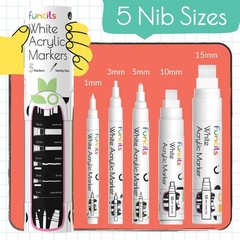 Acrylic White Paint Pen Set 1mm-15mm Multi Pack for Rock Painting Fabric Meta…