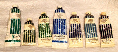 12 Vtg. CRAFTINT Artist’ Colors Acyrlic Paint, 1.25 & 2 oz tubes, pliable, USED