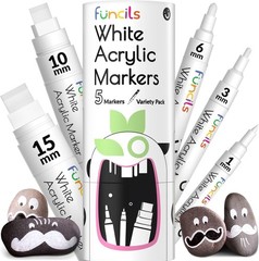 Acrylic White Paint Pen Set 1mm-15mm Multi Pack for Rock Painting Fabric Meta…