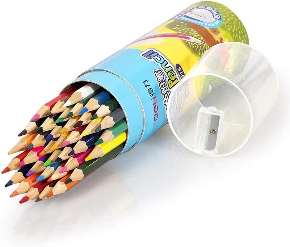 36 Pack Colored Pencils with Built-In Sharpener in Tube Cap, Vibrant Color Presh
