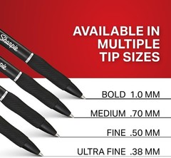 12-Pack S-Gel Black Ink Pens – No Smear, Fine Point 0.38mm for Professionals