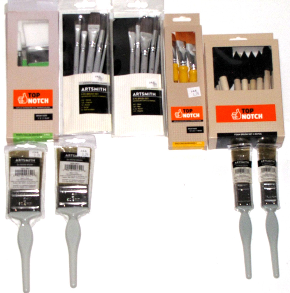 Artsmith & Top Notch Paint Brush Lot 9 New Brushes & Foam Brushes Set