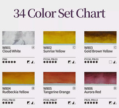 Mijello Mission Tourmaline Two-Tone Granulation Watercolor Set (34 Colors)