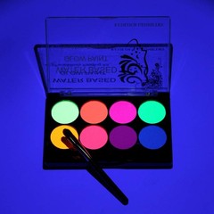 UV Face Paint Kit, Glow In The Dark Paint, Neon Fluorescent [Multiple Colors]