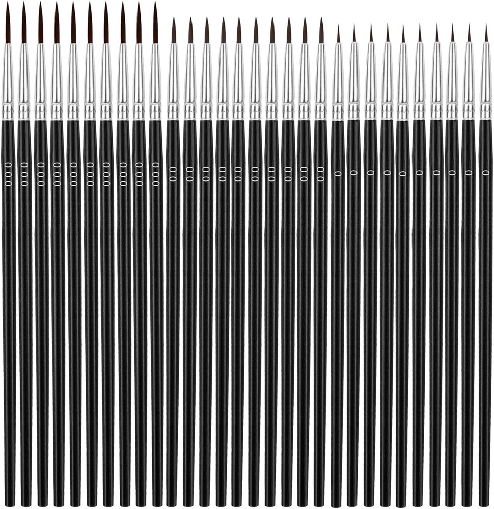 30 Pcs Detail Brushes Set Fine Tip Paint Brushes for Nail Art Model Craft