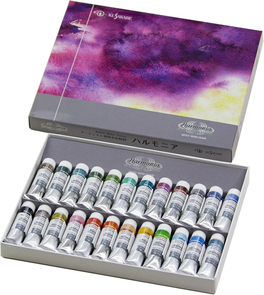 Kusakabe Harmonia transparent watercolor paint 24-color set 10ml (No. 4) Japan