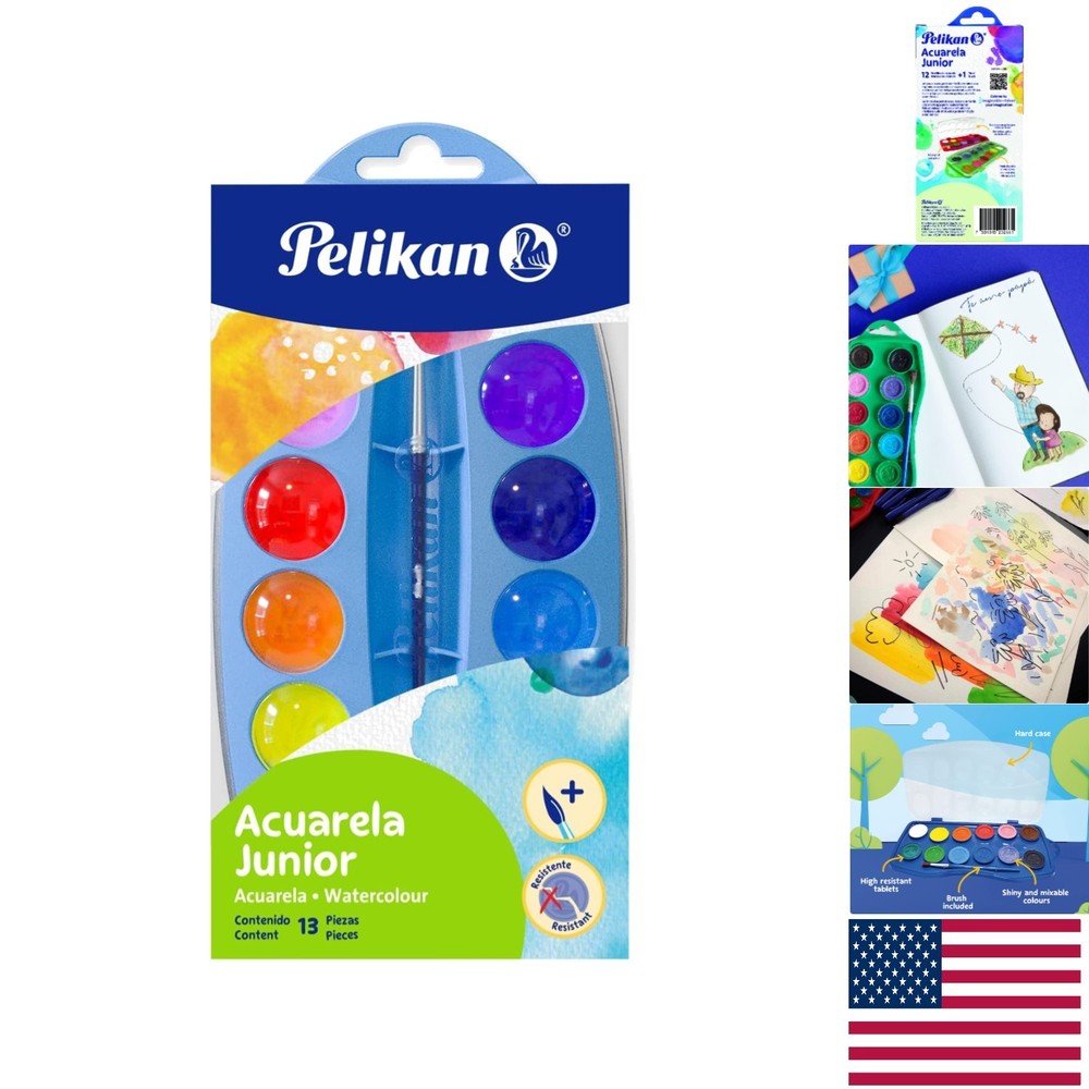 Versatile Washable Watercolor Set for Kids – Snap-In Brush, 12 Intense Colors