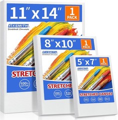 Pre-Primed Stretched Canvas Set 5×7 8×10 11×14 Primed Cotton Art Canvases 3-Pack