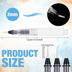 Water Brush Pen Set 50 Pcs 2mm Pointed Nylon Hair for Watercolor Painting