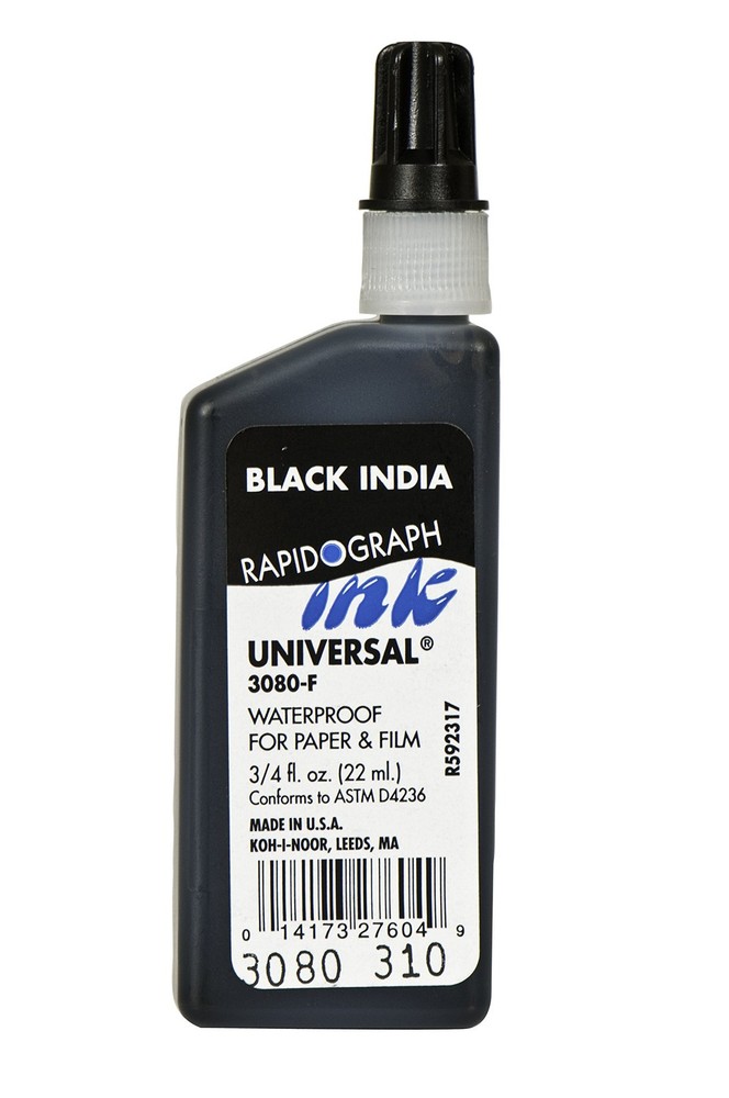 Koh-I-Noor Dye-Based Universal Drawing Ink 0.75 Oz. Bottle, 0.7 fl oz, Black