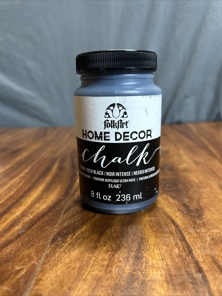 FolkArt Home Decor Chalk Paint 8oz Rich Black New