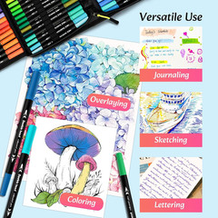 Markers for Adult Coloring Books No Bleeding, 72 Colors Dual Tip Coloring Marker
