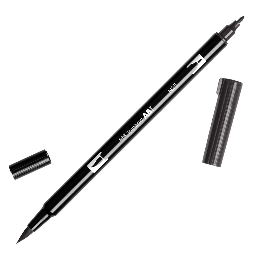 56622 Dual Brush Pen Art Marker, N25 – Lamp Black, 1-Pack. Blendable, Brush a…
