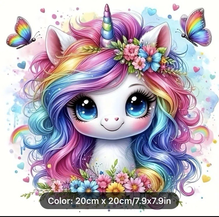 Unicorn Diamond Painting Craft Kit-Size 7.8×7.8” Supplies Included