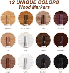 New Upgrade Furniture Pens for Touch Up, 12 Colors Wood Scratch Repair Markers,