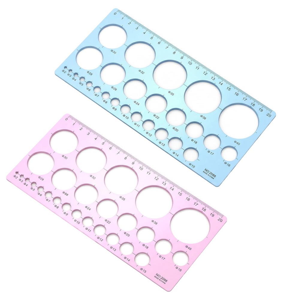 2Pcs Circle Stencil, Template 20x10cm/7.87×3.93 inches, Blue and pink