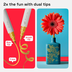 2 Gold Dual-Tip Acrylic Paint Pens – Multisurface Markers for Glass, Rock, Fabri
