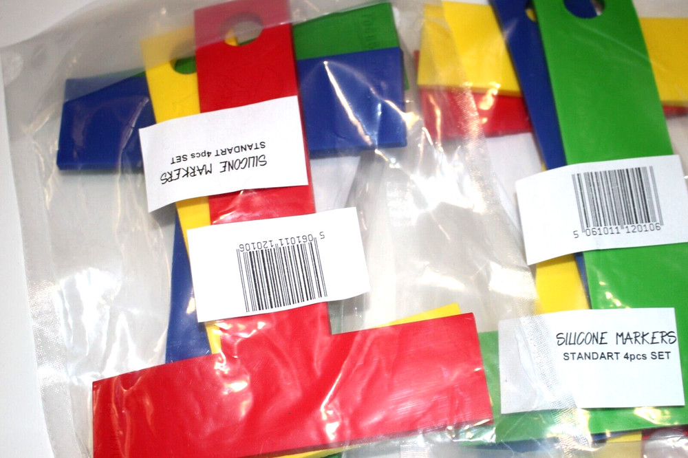 2-pack / 8 pieces SILICONE T AND FOCUS MARKERS 6″ X 4.7″ RED BLUE YELLOW GREEN