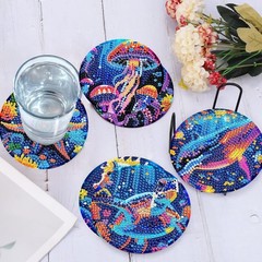 6 Pcs Ocean Diamond Art Coasters Kit 5D 4 x 4 Inch DIY Craft Set