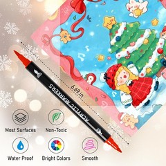 48 Colors Acrylic Paint Markers, Dual Tip w/ Precision Fine Tip & Brush Tip Pens