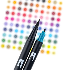56189 Dual Brush Pen Art Markers, Tropical, 10-Pack. Blendable, Brush and Fine T