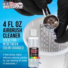 U.S. Art Supply Airbrush Cleaner, 4 Ounce, Fast Acting Paint Cleaning Solution