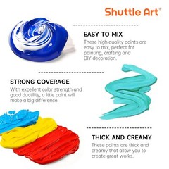 Shuttle Art Acrylic Paint 15 Colors Acrylic Paint Large Bottle Set 473ml/16oz