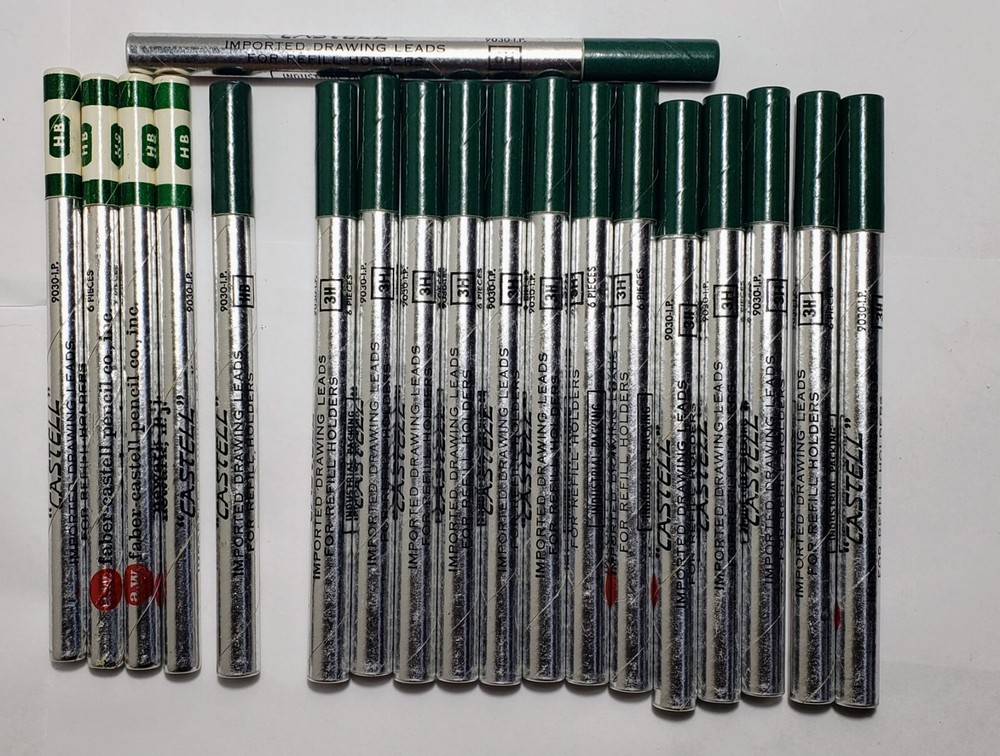 19 A.W. Faber Castell Germany 9030 Pencil Lead HB 3H 6H FULL SILVER TUBES LOT