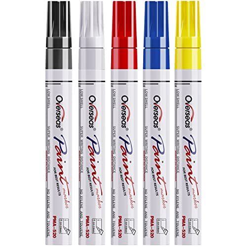 Paint Marker Pens – 5 Colors Permanent Oil Based Paint Markers, Medium Tip,
