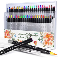 48 Color Watercolor Brush Pens Set Real Brush Tip Water Based Art Markers